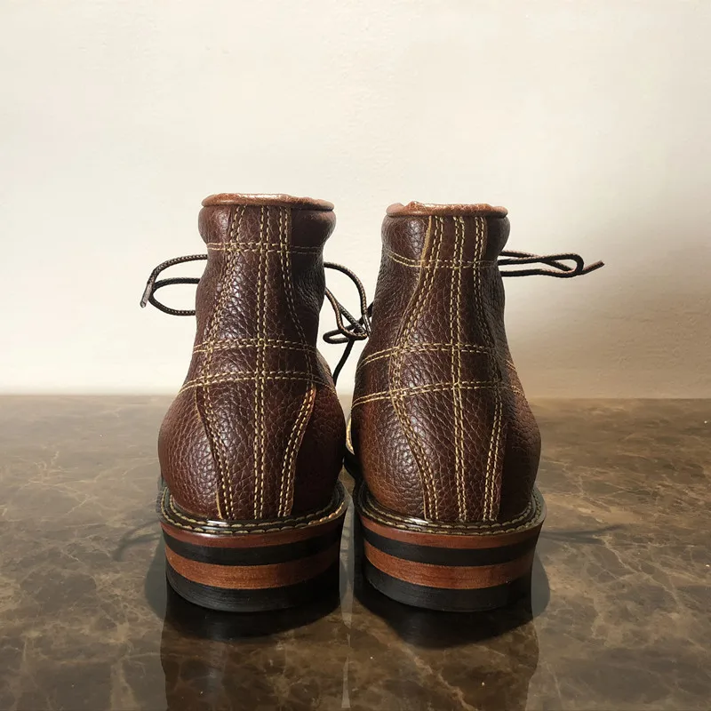 Mens Spring Winter Shoes Round Toe Top Quality Vintage Real Leather Cowhide Ankle Boots Casual Motorcycle Boots Unisex Big Size