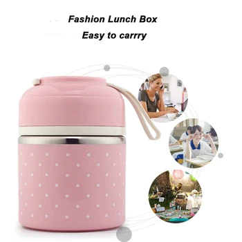 

Portable Leak-Proof Stainless Steel Lunch Box Japanese Bento Kids Food Container Round Shape for Picnic Travel School