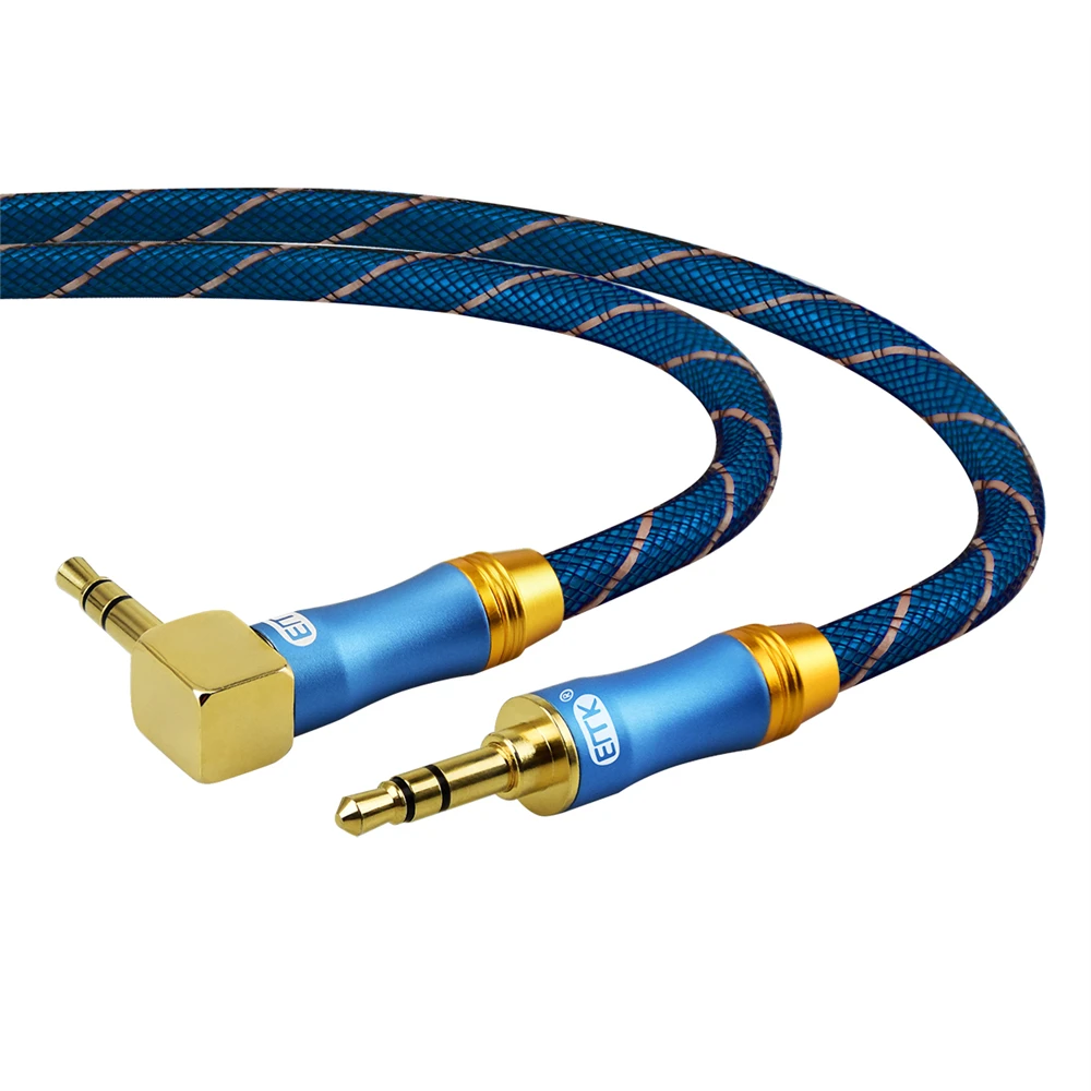 EMK 3.5mm Jack Audio Cable 3.5 Male to Male Cable Audio 90 Degree Right Angle AUX Cable for Car Headphone MP3/4 Aux