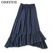 OHRYIYIE осенне-зимняя винтажная бархатная юбка Новая модная эластичная плиссированная юбка с высокой талией Женская повседневная юбка русалки WS269