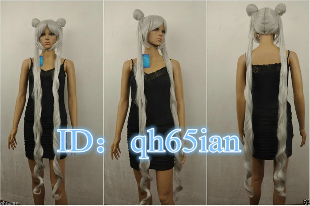 

FREE SHIPPING Hot heat resistant Party hair>>>>>New wig Silver white Sailor Moon Tsukino Usagi cosplay Party wigs