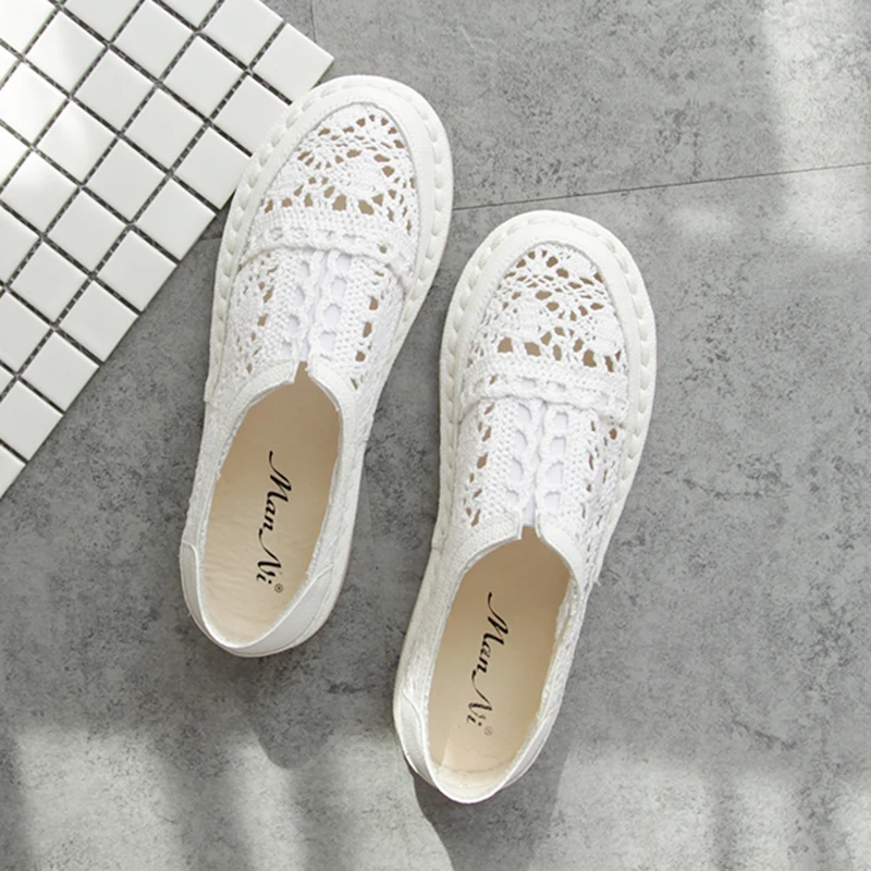 

2019 spring new art and art woven mesh bread head sandals flat openwork lace fisherman fairy shoes