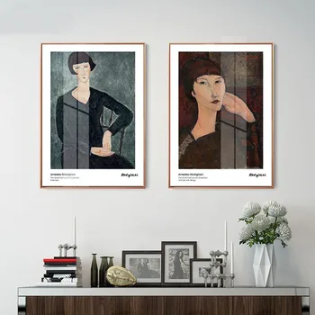 

SURE LIFE Vintage Abstract Modigliani Women Figure Printing Canvas Paintings Posters Wall Art Picture for Living Room Home Decor