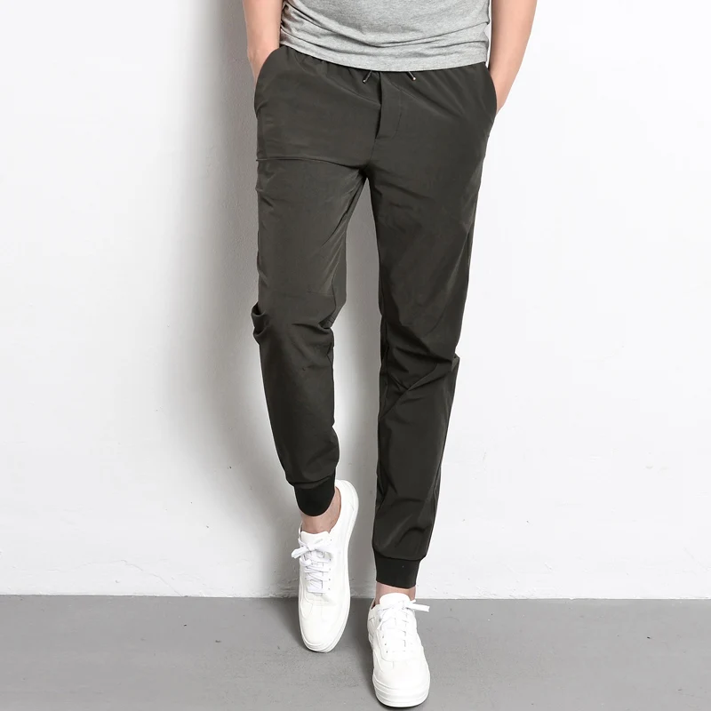 

New 2018 Men Casual Pants Slim Fit Drawstring Mens Joggers Spring Summer Trousers Male Thin Stretch Ankle Length Harem Pants Men