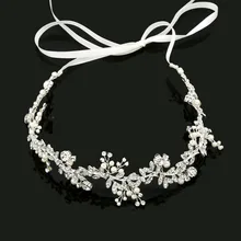 2017 New Arrival Ribbon Alloy Wired Rhinestones Crystals Pearls Flower Leaf Wedding Headband Bridal Hair Vine Hair Accessories
