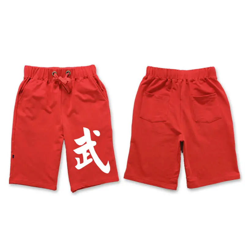 Летние мужские шорты для бокса, 4 цвета, кунгфу, Хлопковые Штаны для боевых искусств, спортивные брюки для фитнеса - Цвет: red