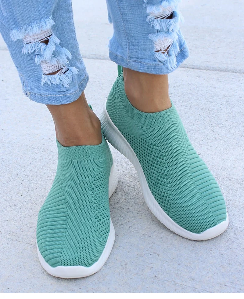 Women’s Sexy Stretch Fabric Slip-On Sneakers Green