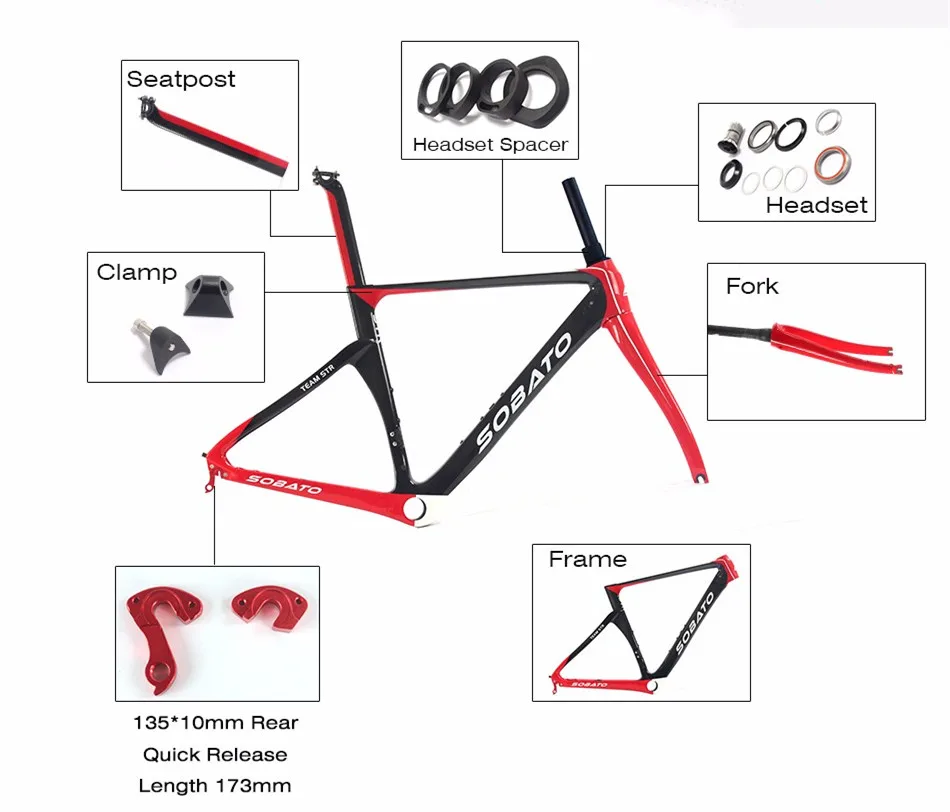 Excellent 2018 new! Direct mount C-brake Toray Carbon AERO Road Frame/Frameset with 46/49/52/54/56/58cm 4