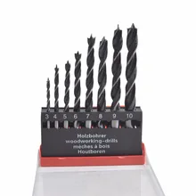 8 Unids/set Giro De Madera Juego de Brocas de Taladro Para Trabajar La Madera Kit de Material de Acero de Alto Carbono Manual Negro Recubierto con Plástico caja