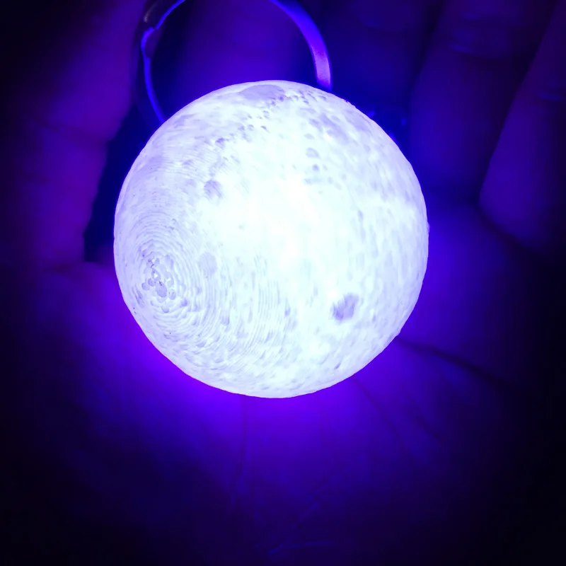 Mini 3D Print Moon Lamp 4cm LED Night Lights Novelty Moon Lamps Keychain Button Battery Powered Key Holder Bag Pendant Baby Gift (16)