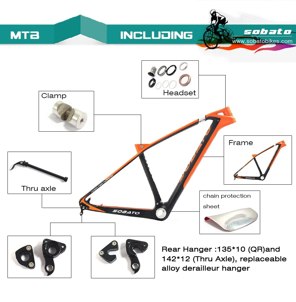 Best T800 EN Standard MTB Carbon Frame 27.5er Size  17.5"  BSA/BB30 Carbon Frame UD matte finished 2