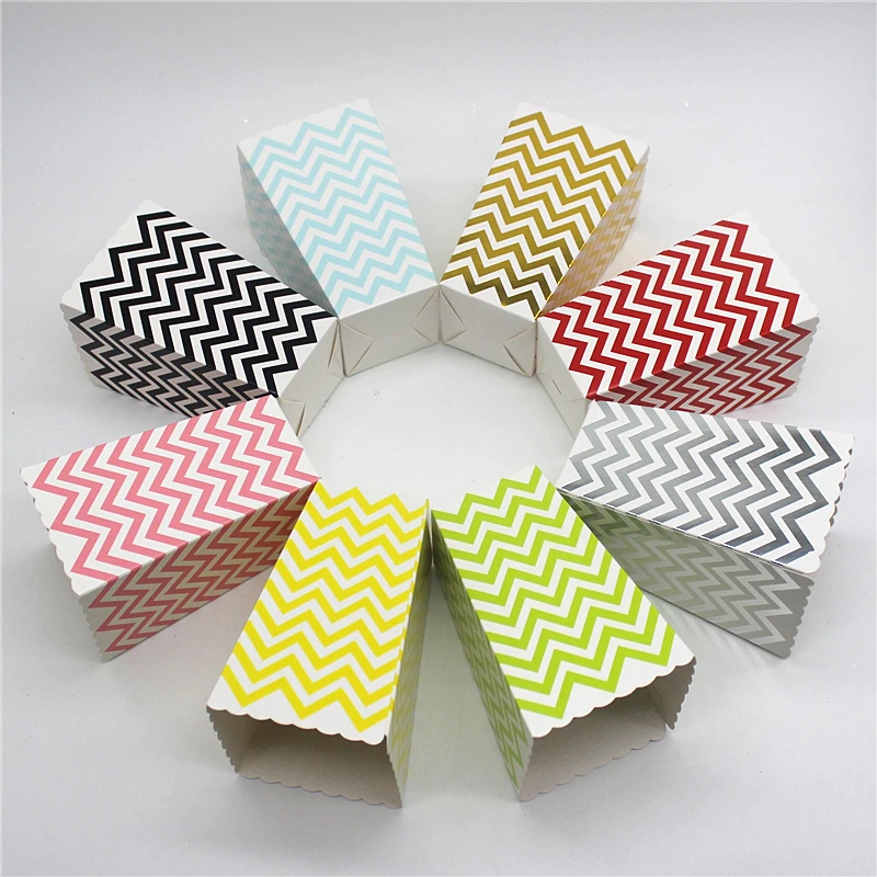12pcs Multi Color Wave Pattern Mini Stiff Paper Party Popcorn Boxes Pop
