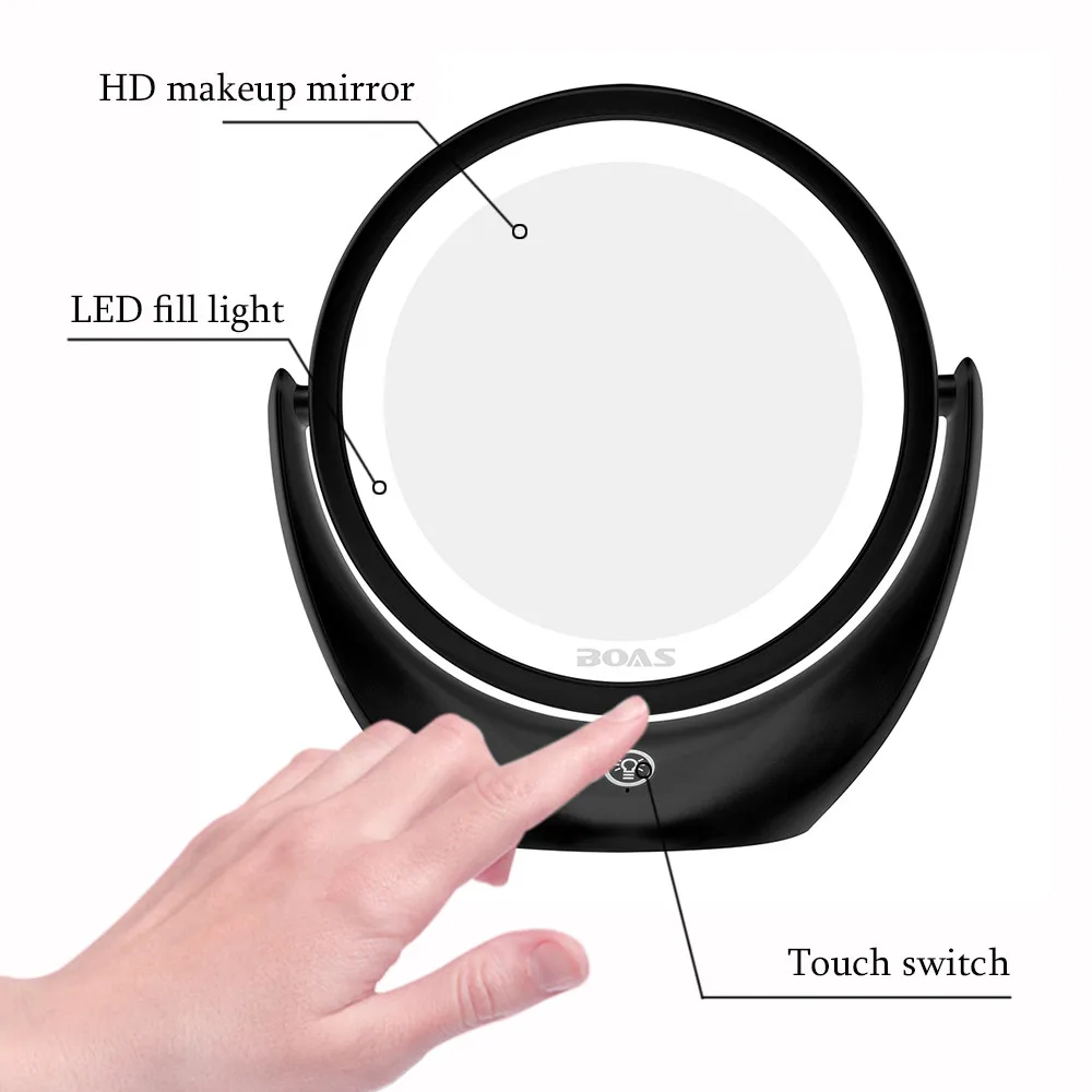 

Touch Switch Design LED Makeup Mirror Portable Double-sided Cosmetic Makeup Mirror With Light 5x Magnifying espelho spiegel
