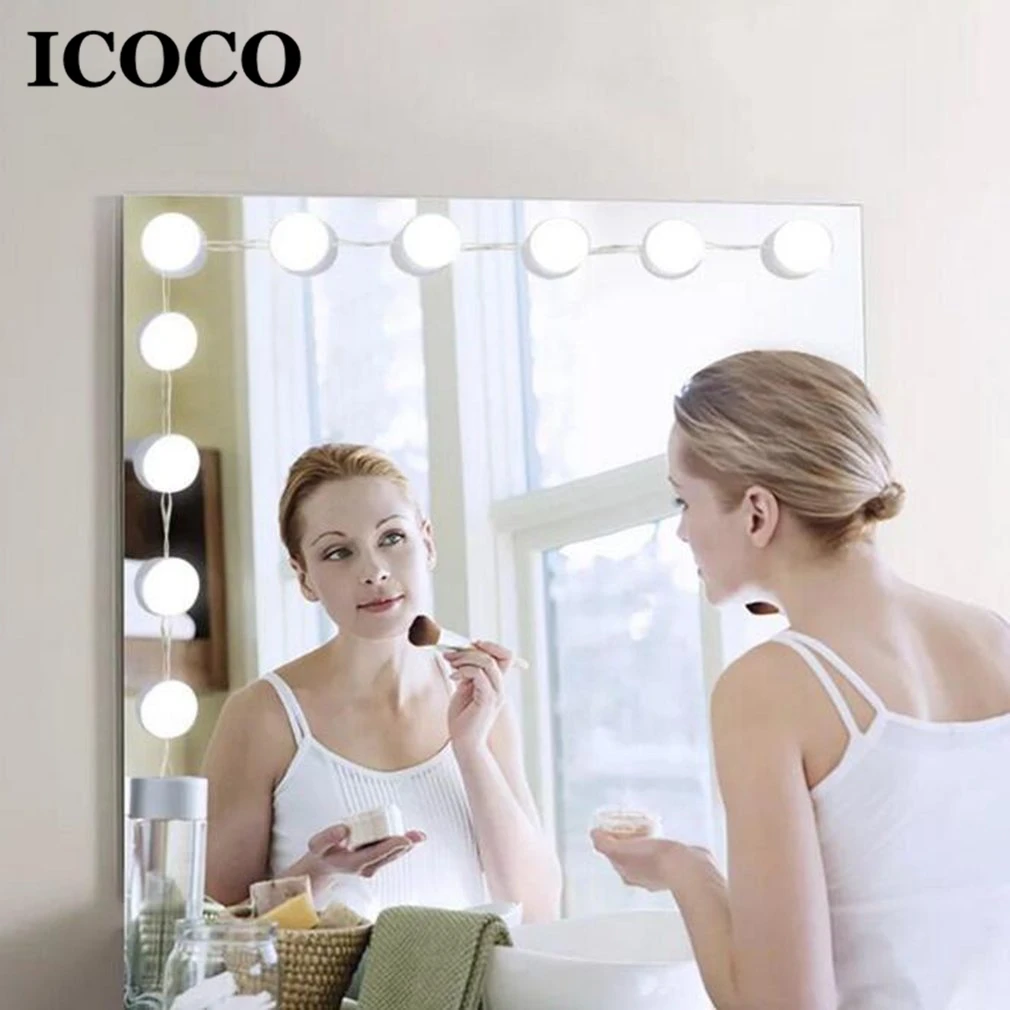 Usb зарядка 10 светодиодов набор ламп для макияжа зеркало косметическое освещение