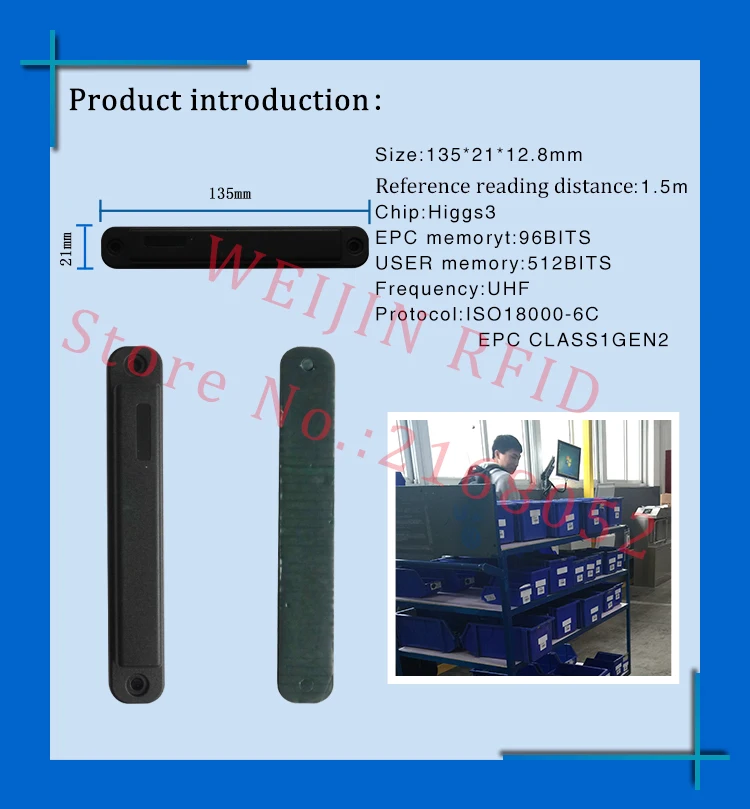 UHF RFID металлическая бирка 915 m 868 mhz H3 135*21*12,8 мм 100 шт Бесплатная доставка Прочный ABS Материал стойки смарт-карты Пассивные метки RFID