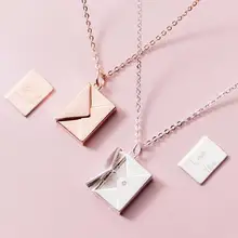 1 шт. аутентичный настоящий. 925 пробы серебряные ювелирные изделия Любовник письмо кулон конверт ожерелье подарок GTLx1793