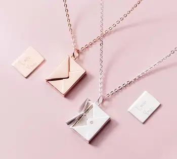 

1PC Authentic 100% REAL. 925 Sterling Silver fINE Jewelry Lover Letter Envelope pendant Necklace Gift GTLx1793