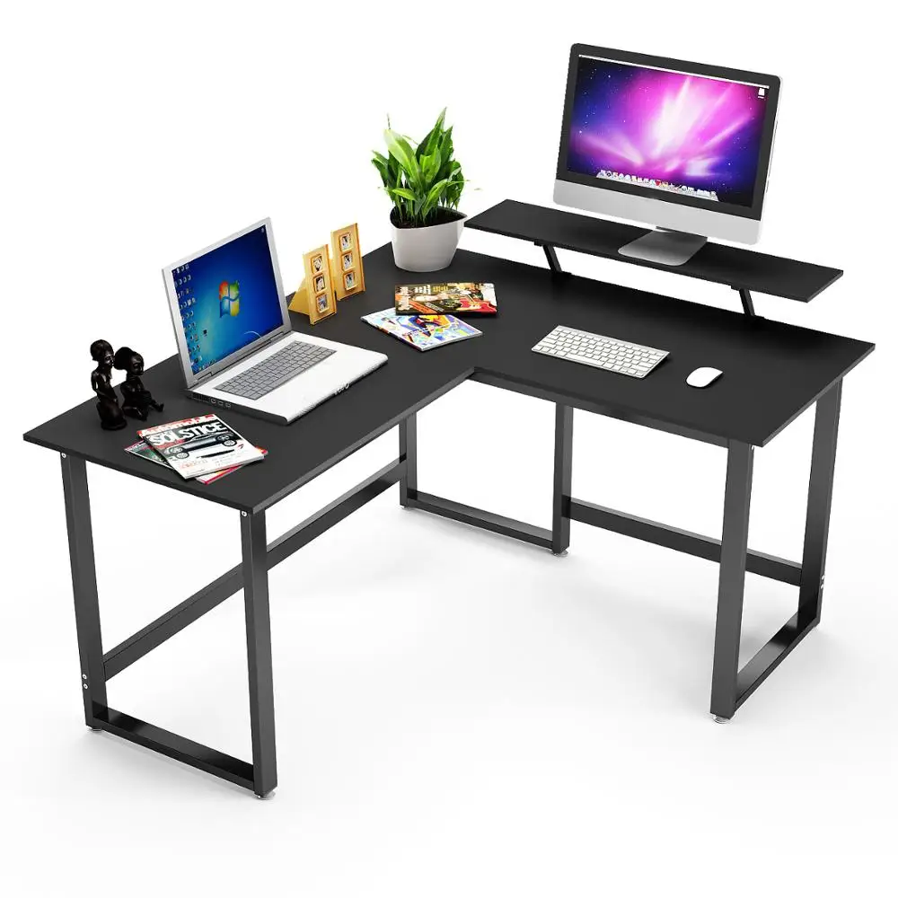 Dewel L Shaped Desk Corner Computer Desk With Stand Pc Laptop