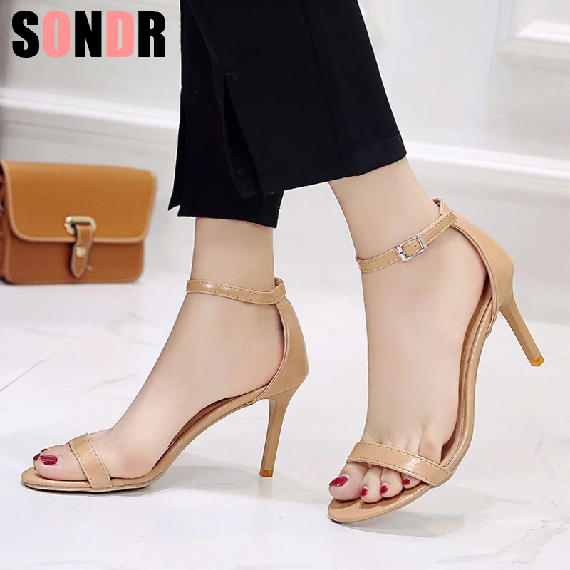 

2019 Women Size 39 Flock Extreme High Heels Fetish Sandals Female Gladiator Cheap Strap Shoes Lady Nude Valentine Pumps
