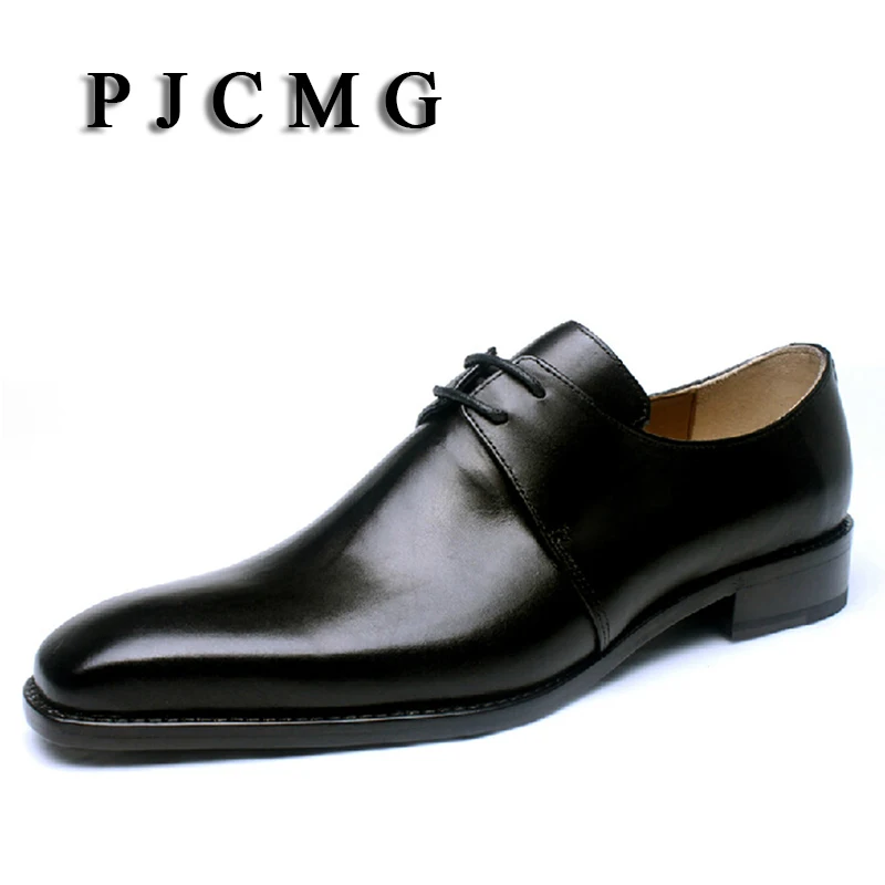 

PJCMG Customize Italian Style Handmade Tassel Men's Leather Shoes Goodyear Pointed Toe Lace up Dress Wedding Prom Oxfords Shoes