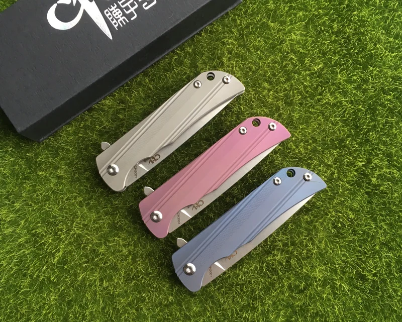 CH3001 original design Flipper folding knife AUS-8 Blade ball bearings TC4 Titanium handle camping fruit pocket outdoor EDC tool CH3001 original design Flipper folding knife AUS-8 Blade ball bearings TC4 Titanium handle camping fruit pocket outdoor EDC tool