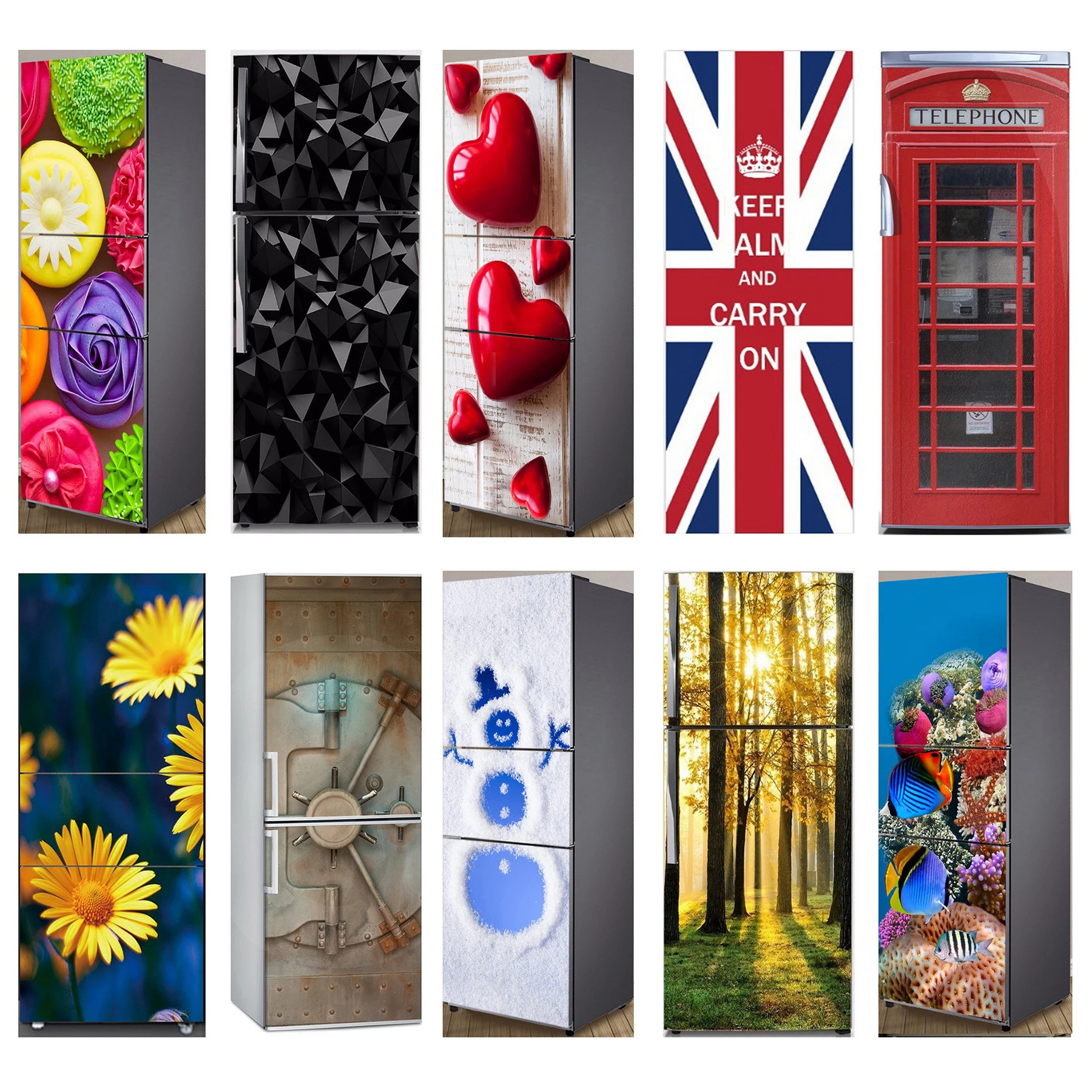 

3D Self Adhesive Dishwasher Refrigerator Wrap Freezer Sticker Kid's Art Fridge Door Cover Wallpaper