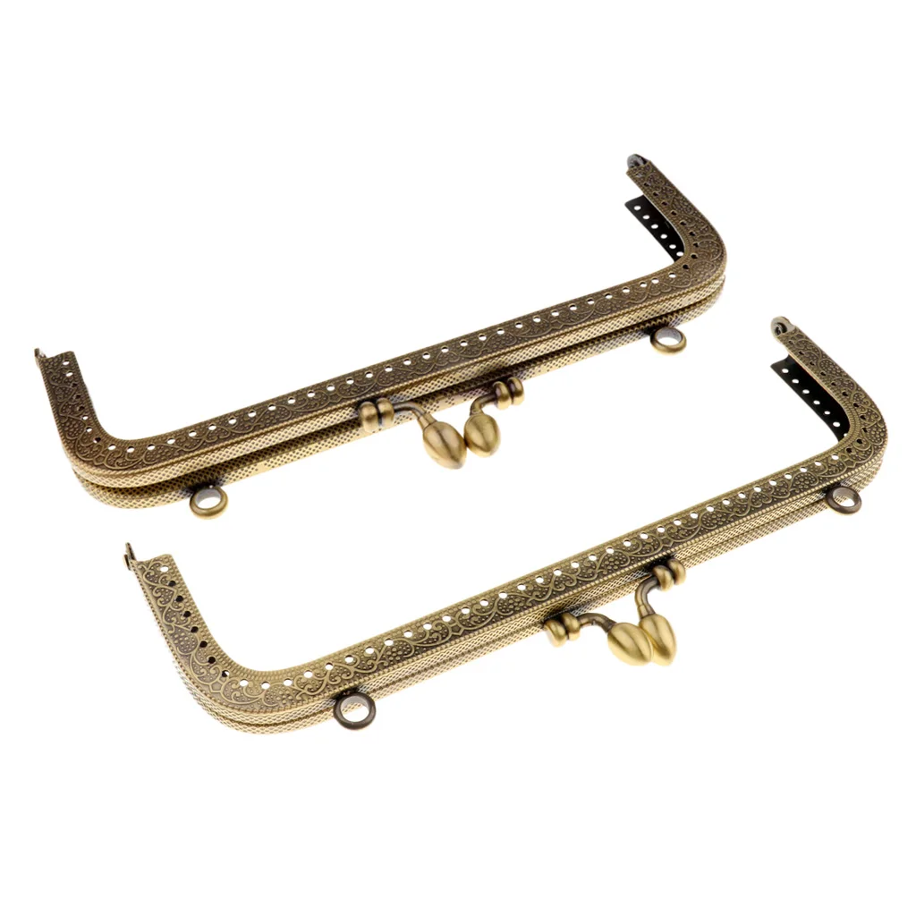 2xMetal Purse Frame Clutch Bag Kiss Clasp Rectangle Lock DIY Craft Handmade