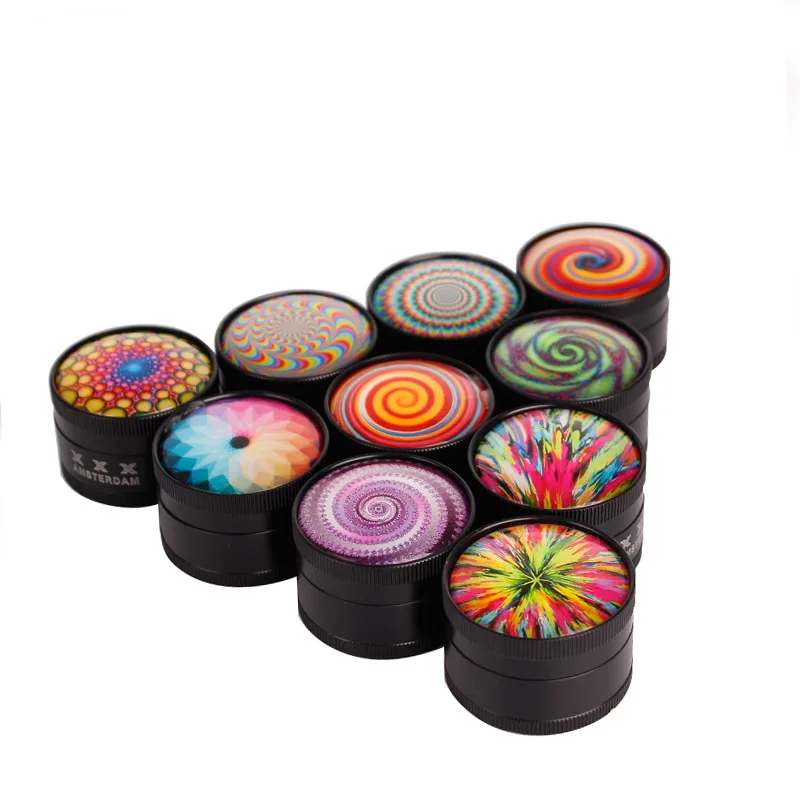 

Creative 3D Pattern Tobacco Herb Grinder Zinc Alloy Dia 50mm 3 Layers Spice Herbal Crusher Hand Muller Grinder,Pattern Random