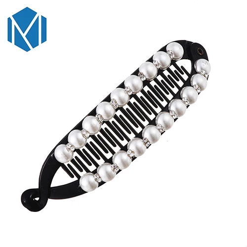 M MISM New Arrival Pearl Banana Hair Claws Faux Clips Rhinestone Hair Accessories Hairpins for Women Barrettes Headband - Цвет: Style C