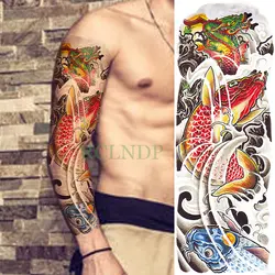 Водонепроницаемая временная татуировка наклейка рыбка крутой Дракон полная рука временная татуировка флэш-тату рукав большой размер тату