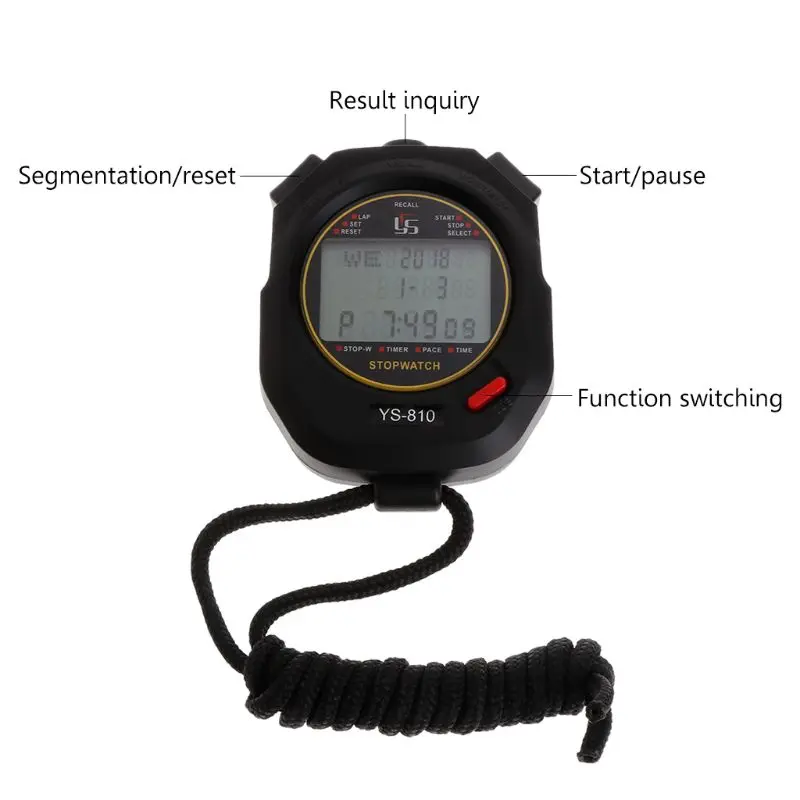 Professional Handheld Digital Stopwatch Sport Running Training Chronograph Timer 4XFD