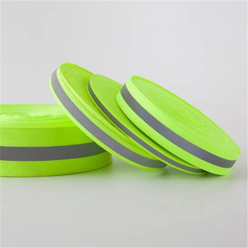 

Width 20mm 30mm 40mm 1 Meter nylon webbing strap Reflective webbing warning green stripe Ribbon Weaving Piping Taps Seat belt