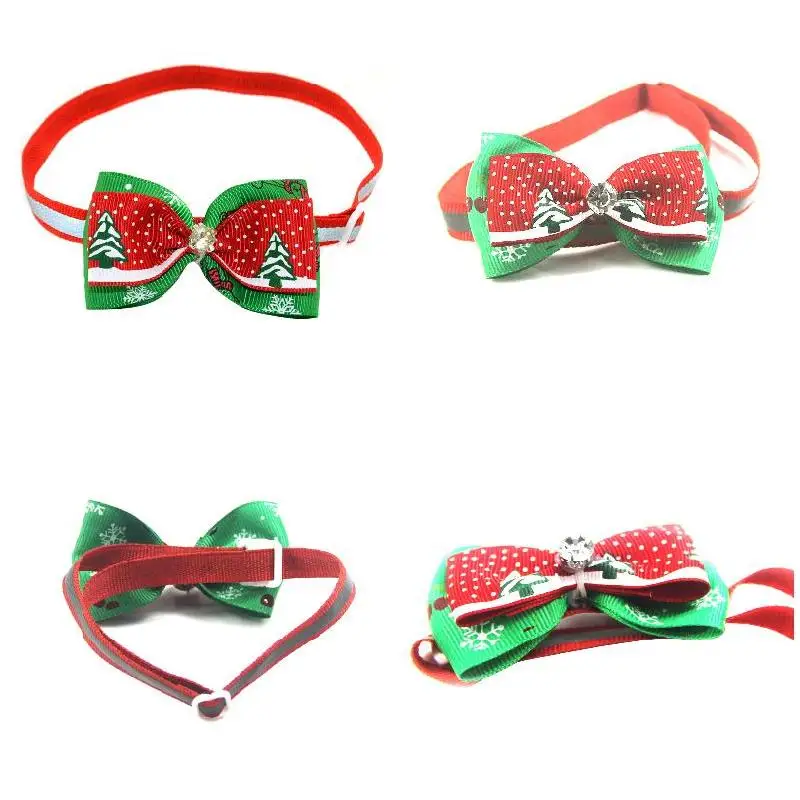 

Christmas Pet Bowtie Ribbon Dogs Cats Adjustable Bow Tie Handmade Bowknot Necktie Collar 669