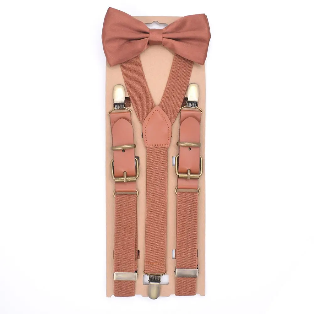 Yienws Bretels галстук-бабочка подтяжки для мужчин винтажные коричневые с бабочкой подтяжки Y Back Патч кожаные подтяжки для свадебной вечеринки YiA096