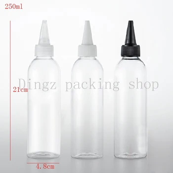 

250ml X 20 transparent twist cap empty PET plastic bottle containers 250cc pointed mouth bottles,lotion cosmetic bottle with cap