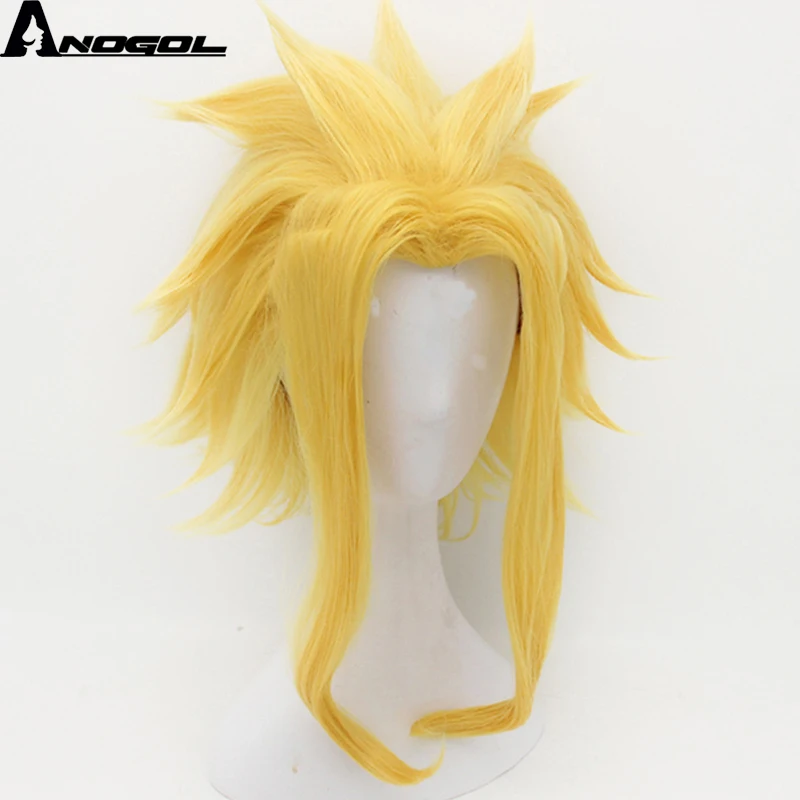 Anogol аниме мой герой Academy Boku no Hiro Akademia All Might короткие натуральные волны желтые синтетические парики для косплея на Хэллоуин