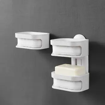 

Wall Mount Soap Rack Diatomite Suction Cup Soap Tray Dishes Creative Bathroom Shower Storage Plate Tray Holder Case Box Shelf