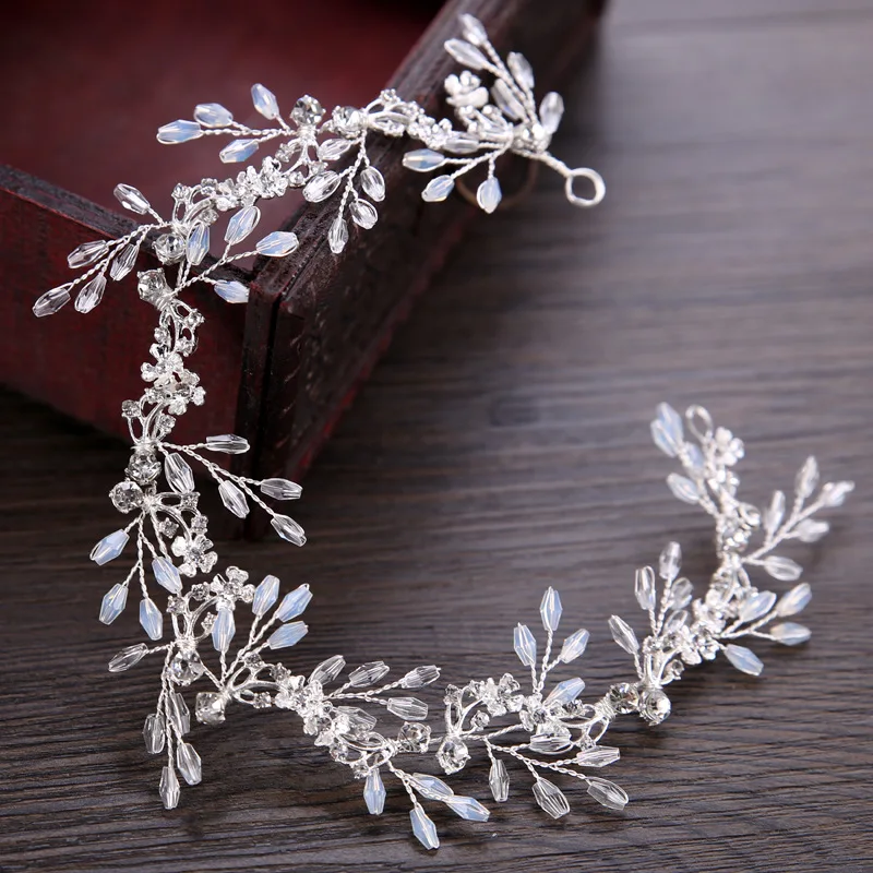 Ручная работа, синие Хрустальные Бусины, повязка на голову, свадебные аксессуары для волос, стразы, тиары, свадебные волосы, лоза, ободки для волос, корона, головной убор невесты