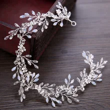 Ручная работа, синие Хрустальные Бусины, повязка на голову, свадебные аксессуары для волос, стразы, тиары, свадебные волосы, лоза, ободки для волос, корона, головной убор невесты