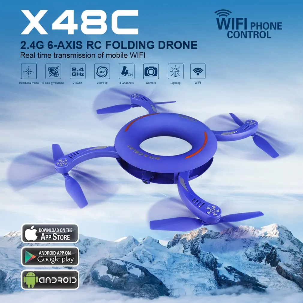 X48-1 круг Wi-Fi FPV 720p камера RC Дрон 2,4g складной поворот Размер обслуживание фиксированная высота круглый RC Квадрокоптер Большая распродажа