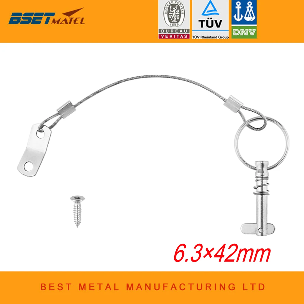 

6.3mm BSET MATEL 1/4 inch Quick Release Pin with Lanyard for Boat Bimini Top Deck Hinge Marine hardware Stainless Steel 316 Boat