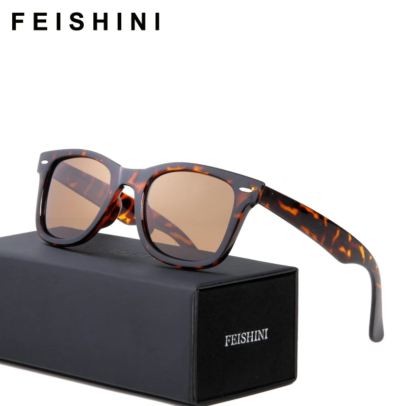 FEISHINI High Quality COOL Sunglasses Men Polarized,High Elastic Classic Star Style Rivet Glasses Women Polaroid Original BOX