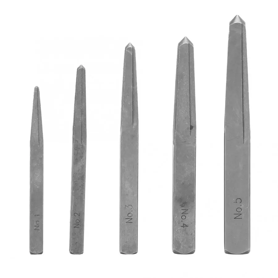 5pcs Screw Extractor Broken Damaged Bolt Easy Out Removal Tool Square Type Carbon Steel for Studs Bolts Household Electrician |