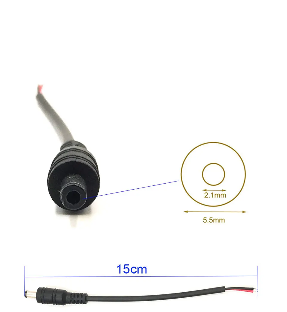 10-Set DC Male Female Cable Wire Connector 2.1x5.5mm Plug Jack DC-022 Power Adapter For LED Strip Lights DIY Electrical Socket (2)