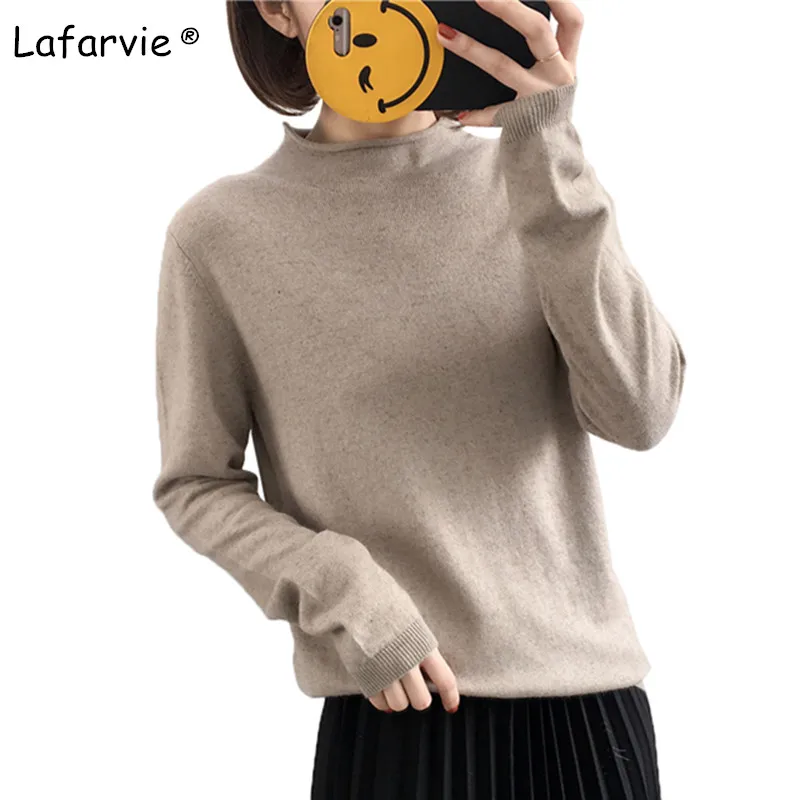 Lafarvie Turtleneck Knitted Cashmere Sweater Women Autumn Winter Full Sleeve Casual Loose Pullover Female Solid Color Jumper Lafarvie Turtleneck Knitted Cashmere Sweater Women Autumn Winter Full Sleeve Casual Loose Pullover Female Solid Color Jumper
