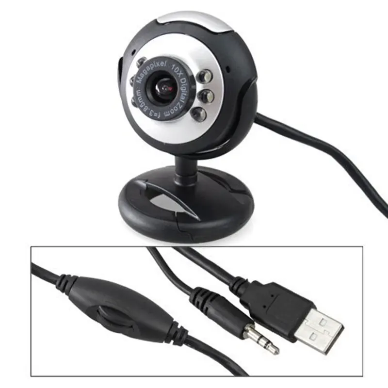 

USB 2.0 50.0 M 6 LED Video Webcam Camera Web Cam With Built in Mic for Laptop Desktop PC MSN Skype