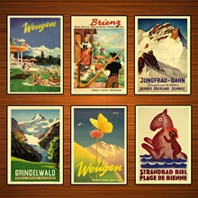 Carteles de Turismo de Berna Suiza grindelwaldland pegatinas de pared clásicas lienzo póster vintage de pintura Home Bar decoración regalo