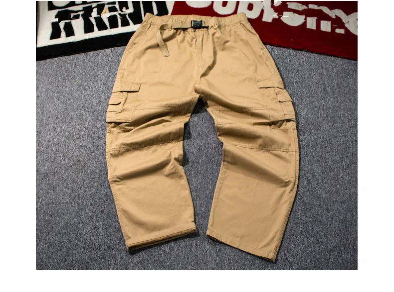 Для мужчин Хип Хоп Брюки карго хлопковые Свободные мешковатые длинные мотобрюки широкие брюки военные тактические брюки повседневное