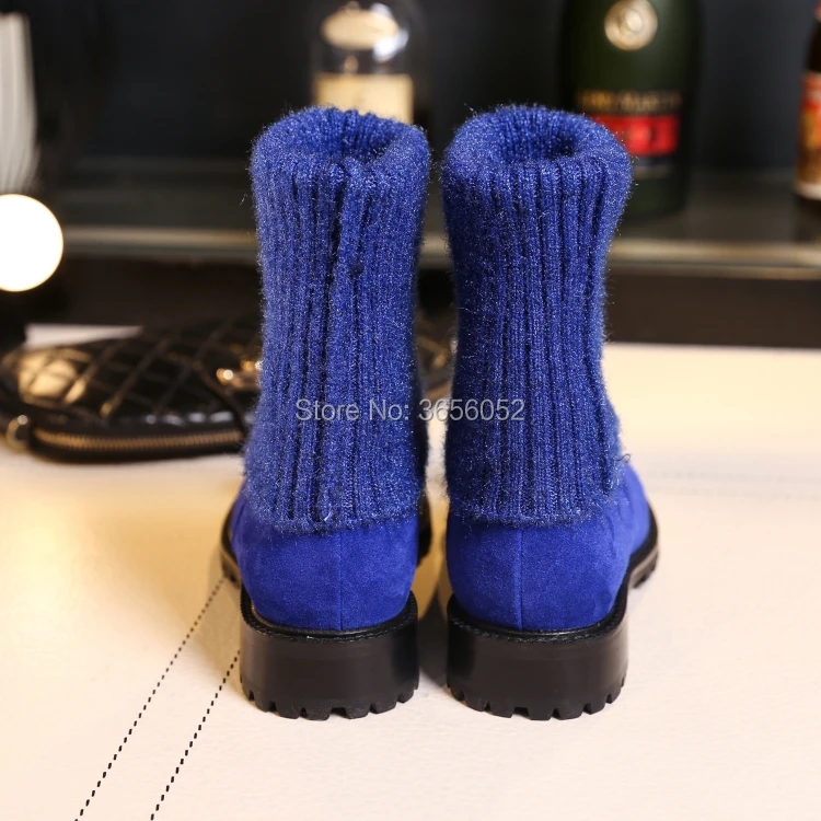 Qianruiti/сапоги с металлическим носком и бантом; botas femininas De Inverno; эластичные вязаные гетры средней высоты; женская обувь; теплые зимние сапоги