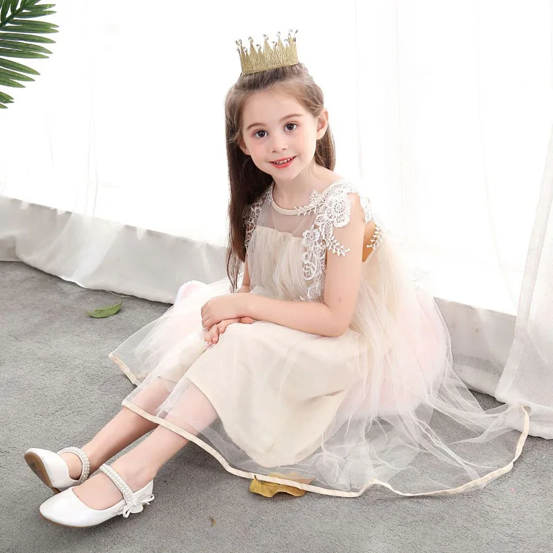 

MERI AMMI Children Girl Clothing Lace Sleeve Dressing Princess Summer Dress Fairy Dress For 2-10 Year Baby Kids